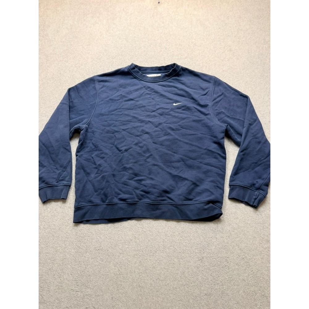 Nike Mens Vintage Crewneck Sweatshirt Navy Blue Embroidered Swoosh Large